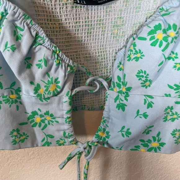 Zara Daisy Floral Linen Crop Top - Picture 3 of 6